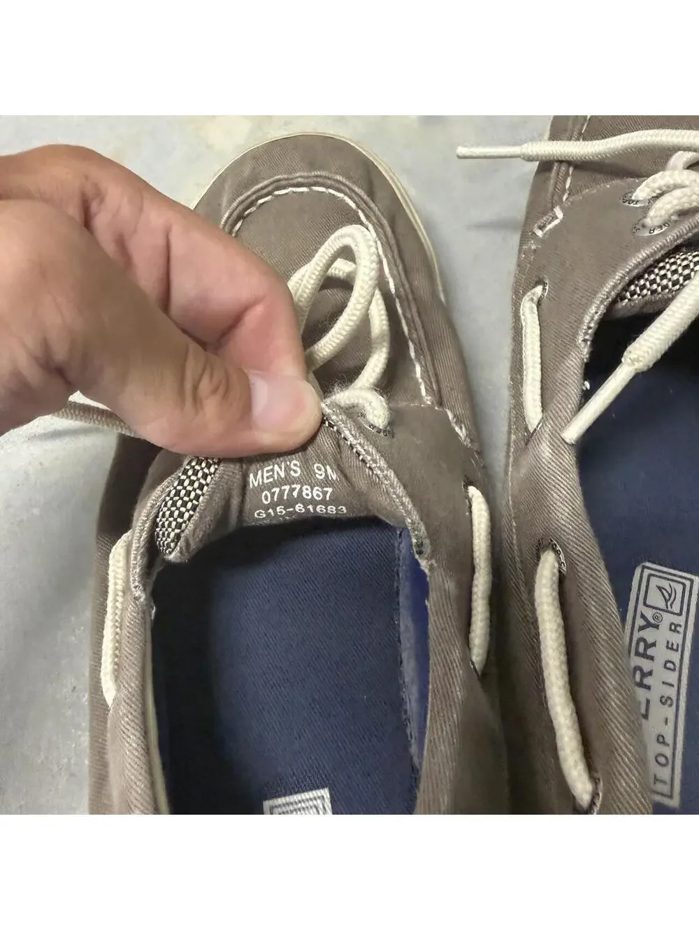 2000s Sperry Bahama 2-Eye Gray Canvas Boat Shoes M Size 9 Casual Deck Sneakers
